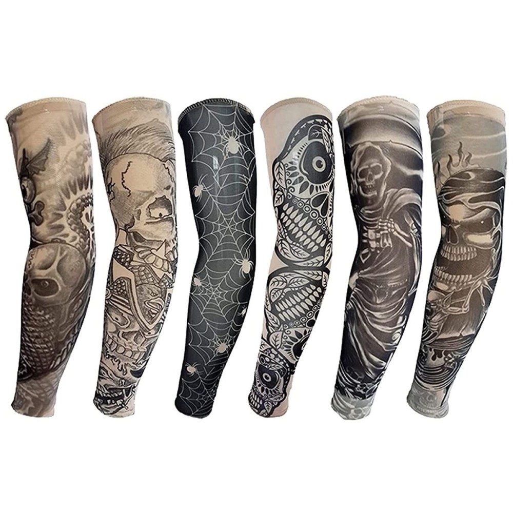 YARIEW Tattoo Sleeves for Men, 6Pcs Arm Sleeves Fake Tattoos Sleeves to Cover Arms Sun Protection Sleeves Tattoo Sleeve Covers Temporary Tattoo Sleeves for Men Halloween (Set 2)