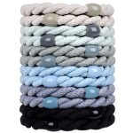 COZEASY 12 pcs Assorted Elastic Hair Ties, No-Metal Gentle Secure Hold Ponytail Holders, No Damage or Snagging Braided Hair Bands, Perfect for Girls and Women with Thick or Curly Hair (Multicolor 18)