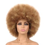 G&T Wig 70s Afro Wig Short Kinky Curly Colored Wigs for Women Mixed Blonde Large Bouncy and Soft Natural Looking Heat Resistant Synthetic Hair Wigs