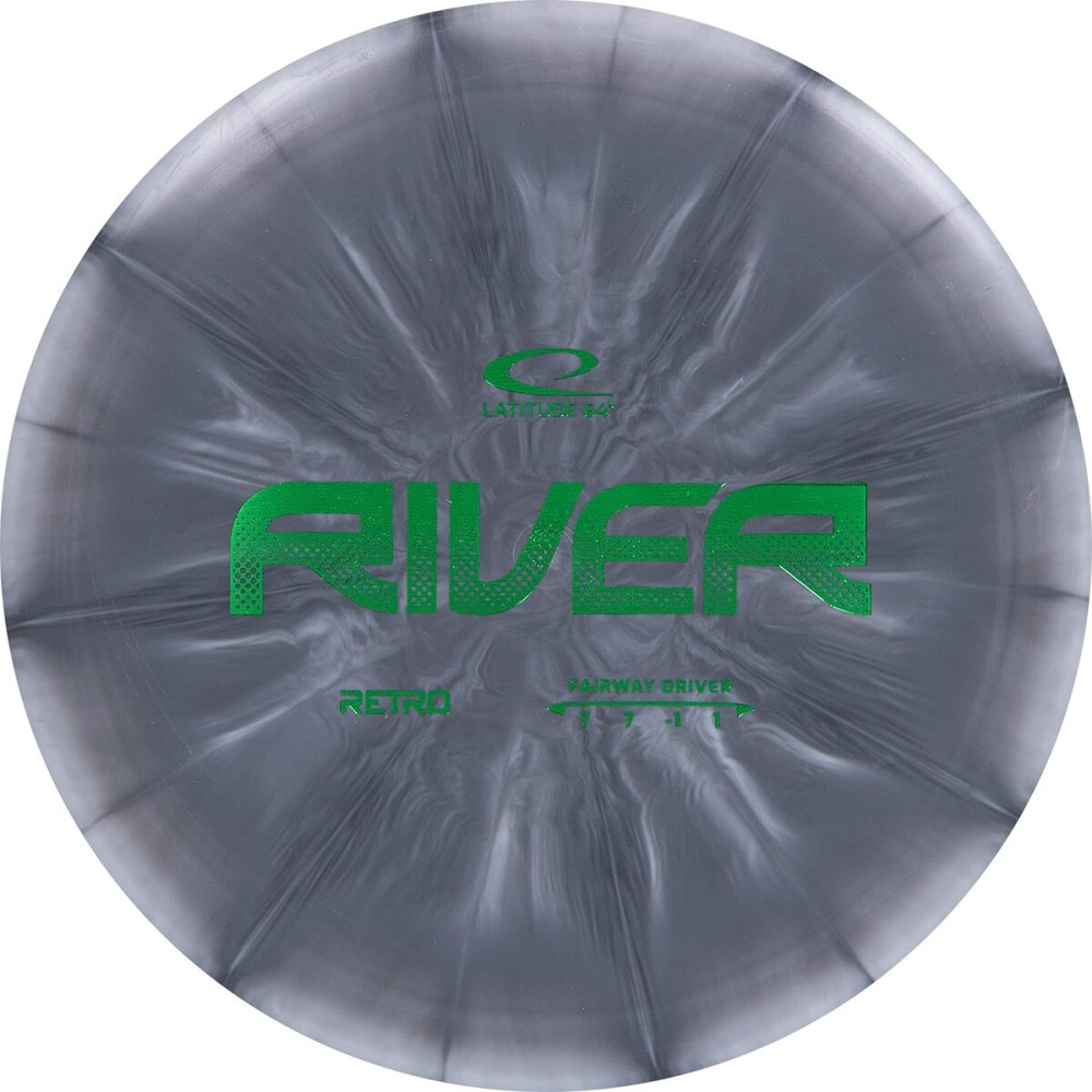 Latitude 64 Retro Burst River | Disc Golf Fairway Driver | Easy-to-Throw Disc Golf Driver for Beginners | Straight Flying | 170g+ Frisbee Disc | Unique Burst Patterns | Gray