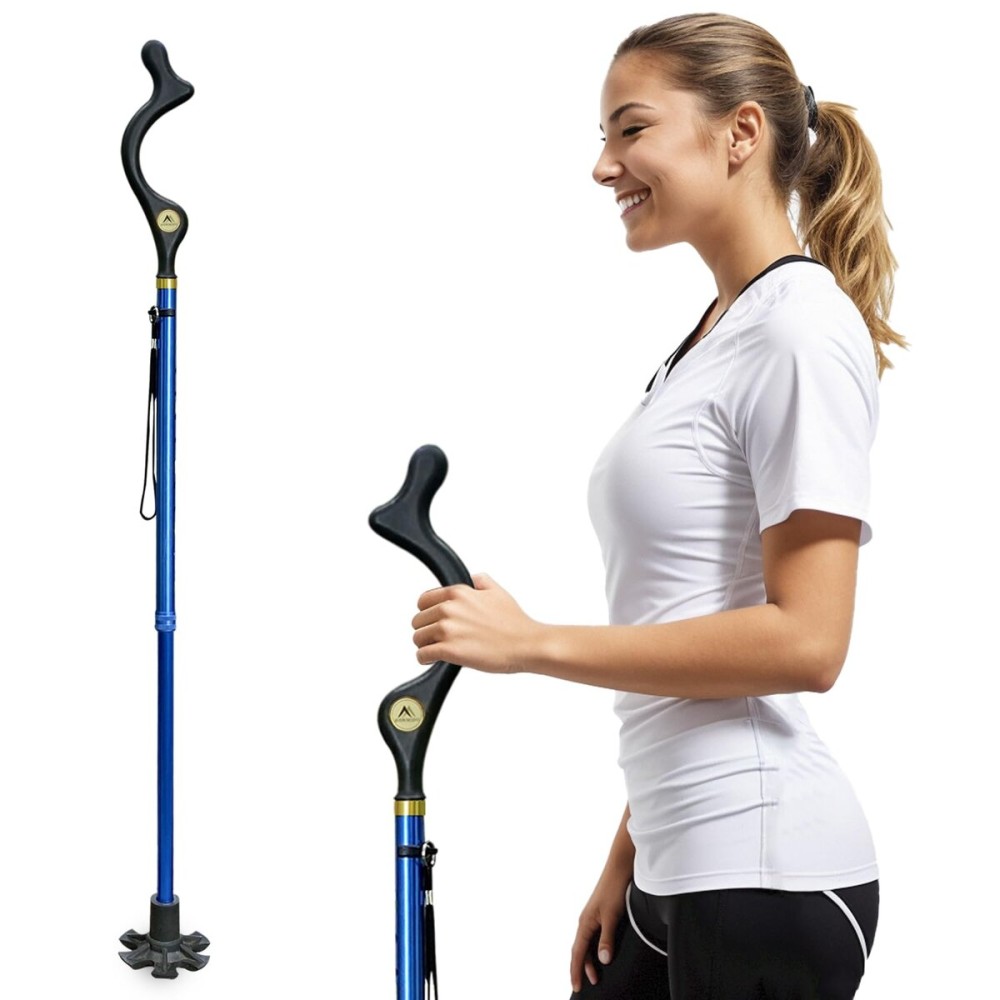 Honmido Walking Cane Foldable for Men & Women Seniors for Balance,Self Standing Folding Cane,Height Adjustable Anti-Slip Lightweight Alloy Walking Stick Collapsable for Travel Mobility Aid