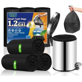 OKKEAI Small Garbage Bags for Bathroom Can 5 Liter Trash Bags 1.2 Gal Waste Basket Liners for Bathroom Mini Trash Bags Trash Plastic Bags Small