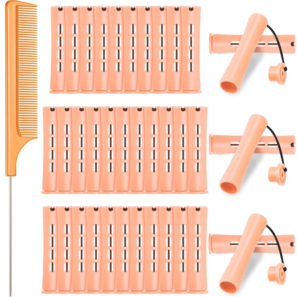 WILLBOND 36 Pieces Cold Wave Rod Hair Perm Rods Hair Rollers Perming Curlers with Steel Rat Tail Comb for Hairdressing Styling