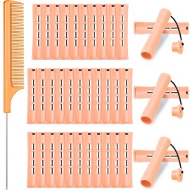 WILLBOND 36 Pieces Cold Wave Rod Hair Perm Rods Hair Rollers Perming Curlers with Steel Rat Tail Comb for Hairdressing Styling