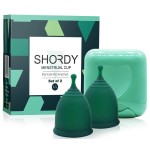 SHORDY Reusable Menstrual Cups (Large) Set of 2 with Mini Box, Medical Grade Silicone, Coupe Menstruelle, Safe Period Cup, Heavy Flow Kit, Feminine Hygiene, Tampons, Pads & Disc Alternative (Green)