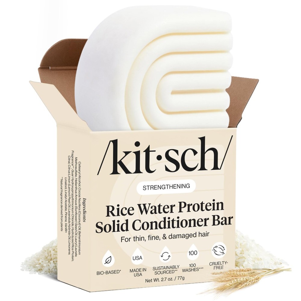 Kitsch Rice Water Conditioner Bar for Hair Growth - Rice Protein Hair Conditioner Bar to Repair Damage, Prevent Split Ends & Boosts Shine - Paraben, Silicone & Sulfate-Free Hair Care - 2.7 oz