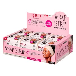 Red by Kiss Wrap Strip, Ultra Strong 2X Longer Stretch Wide Styling Wrap, 40 Strips, Wrap Strip for Natural Hair and Molded Styles, Suitable for Wet/Dry Hair, White-3.5