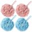 VANZAVANZU Bath Loofah Large 80g Shower Sponge Body Scrubber Mesh Pouf for Men and Women, Set of 4 (Turquoise + Pink)