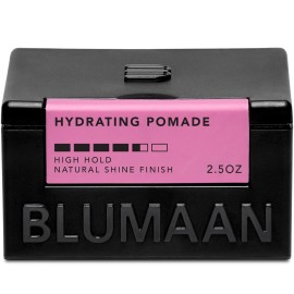 BLUMAAN Hydrating Pomade - Low Shine, High Hold - Water Based, Easy To Wash - Ideal for Quiffs, Pompadours, Ducktails & Slick Back Looks - 2.5 oz