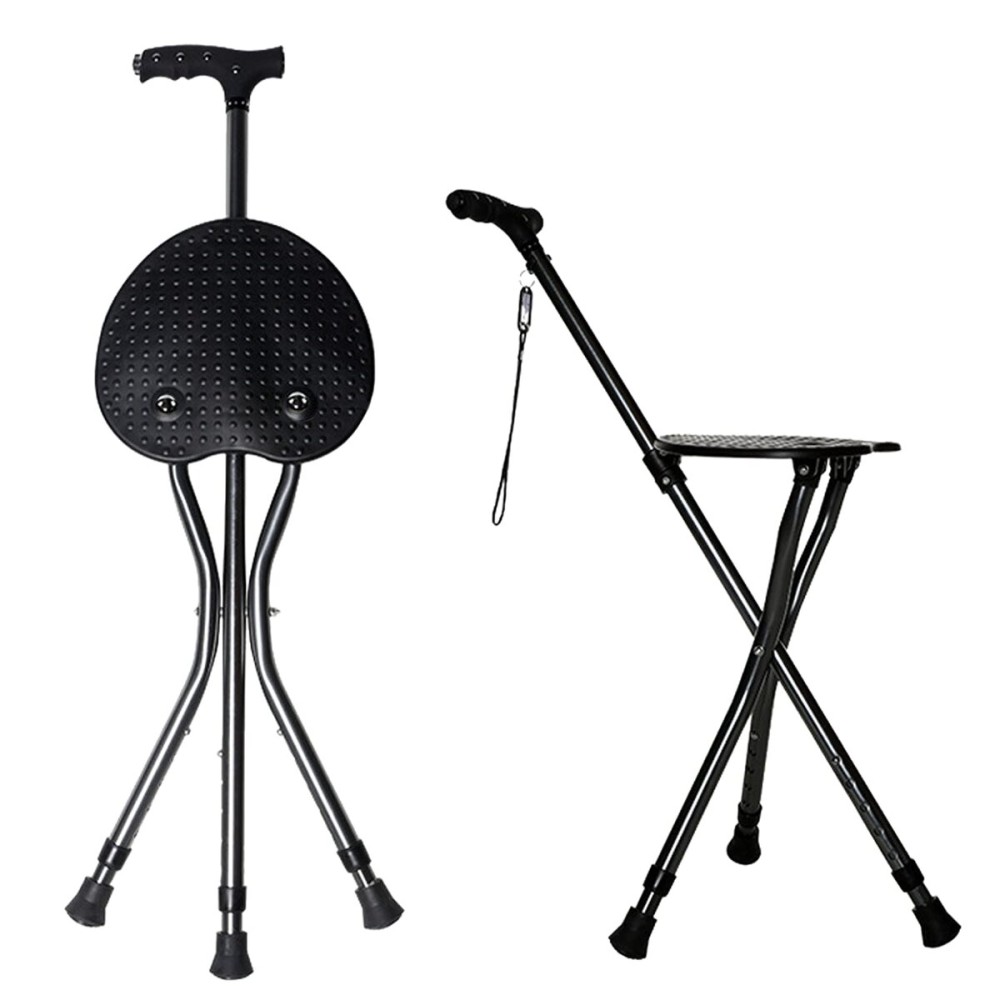 Yayayo Hold 440 lbs Folding Canes with Seat Walking Stick Height Adjustment Cane Seat Capacity Frosted Handle with Magnetic Therapy Stone Crutches Stool