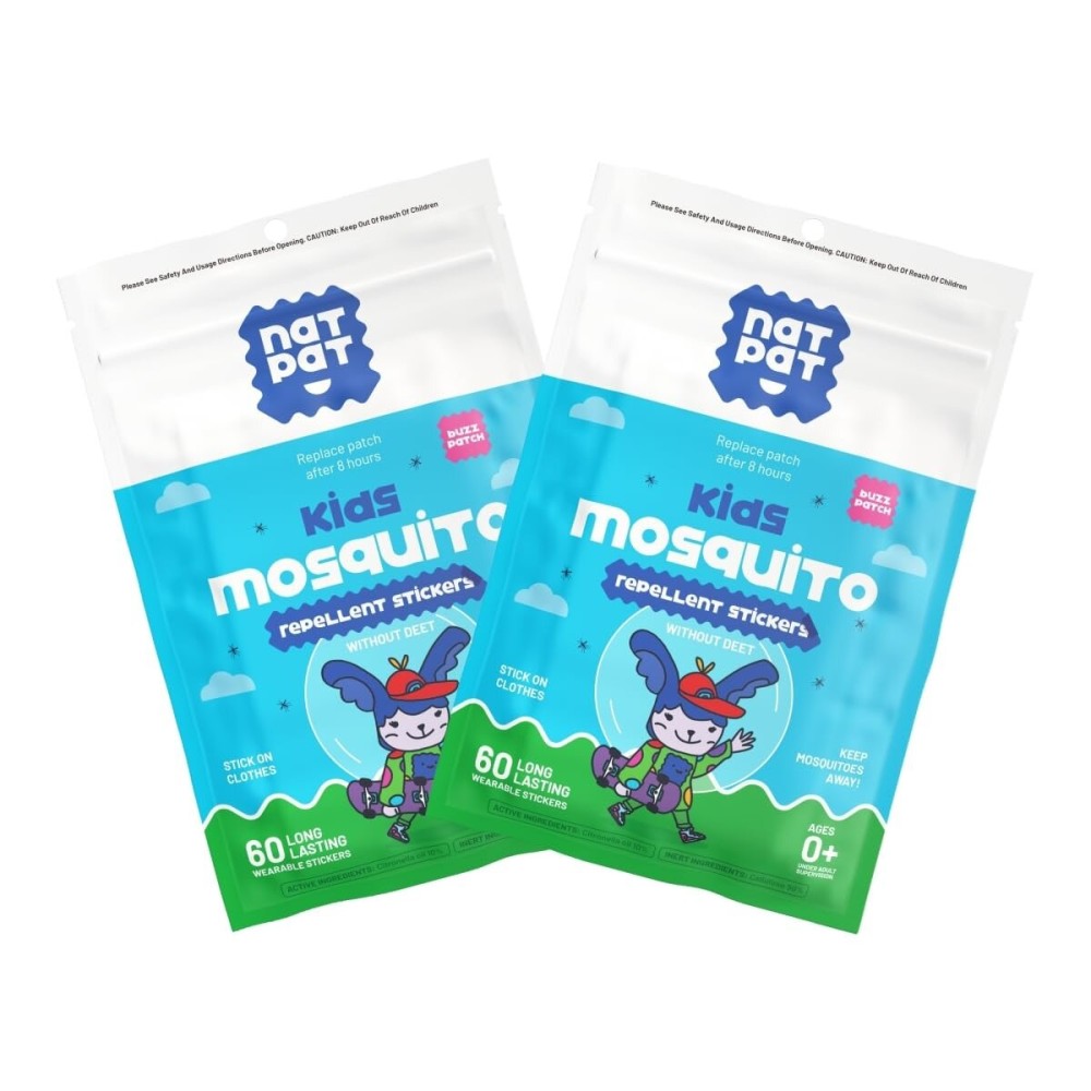 BuzzPatch Mosquito Patch Stickers for Kids (60 Pack) - All Natural, Plant Based Ingredients, Non-Toxic, DEET Free, Citronella Essential Oil Insect Patches, for Toddlers, Babies, Children (2)