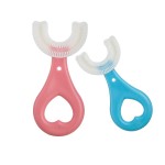 claiol 2 Pcs U-Shaped Kids Toothbrush, Premium Soft Manual Training Toothbrush for Kids 2-6 Years Old. (Blue+Pink)