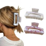Wekin Hair Claw Clips for Thick Hair, 2 Pack Tortoise Hair Clips, Acrylic Celluloid French Butterfly Jaw Clips, Strong Hold for Women Girl (Large 4\', Aurora)