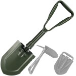 REDCAMP 23 Military Folding Camping Shovel w/Pickaxe,Portable Shovel with Manganese Steel, Tactical Entrenching Tool Tri-fold Handle Shovel for Camping Hiking Sand Mud Snow Beach, Green 2.5Lbs