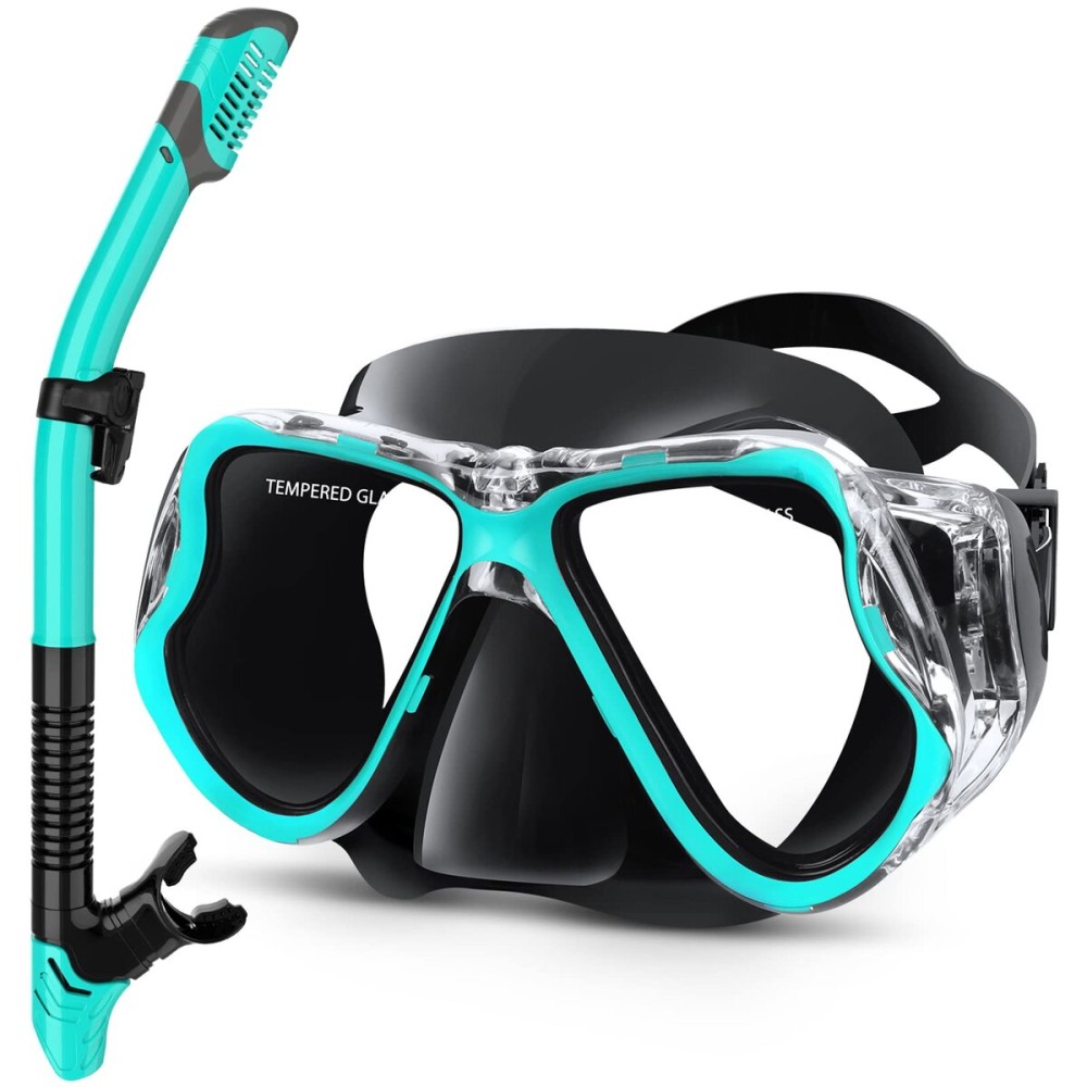 Greatever Dry Snorkel Set,Panoramic Wide View,Anti-Fog Scuba Diving Mask,Professional Snorkeling Gear for Kids
