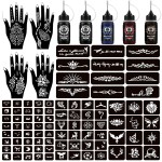 Moricher Henna tattoo kit Temporary Tattoo Kits 5 cones 96 Stencils Gifts for DIY Art Party