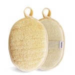 YIQINGJIE Natural Loofah Sponge Exfoliating Body Scrubber (2 Pack),Made with Eco-Friendly and Biodegradable Shower Luffa Sponge, Loofah for Women and Men, Beige