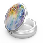 Pill Box 3 Compartment Small Pill Case,Portable for Pocket or Purse Pill Organizer Pill Container Holder to Hold Vitamins, Medication, Fish Oil and Supplements(Abstract Floral)