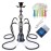 Hookah Set With Everything 4 Hose - GRENAOH 22 Premium Hookah Shisha set with Glass Vase, Ceramic Bowl and Coal Tongs Ashtray (4-black)