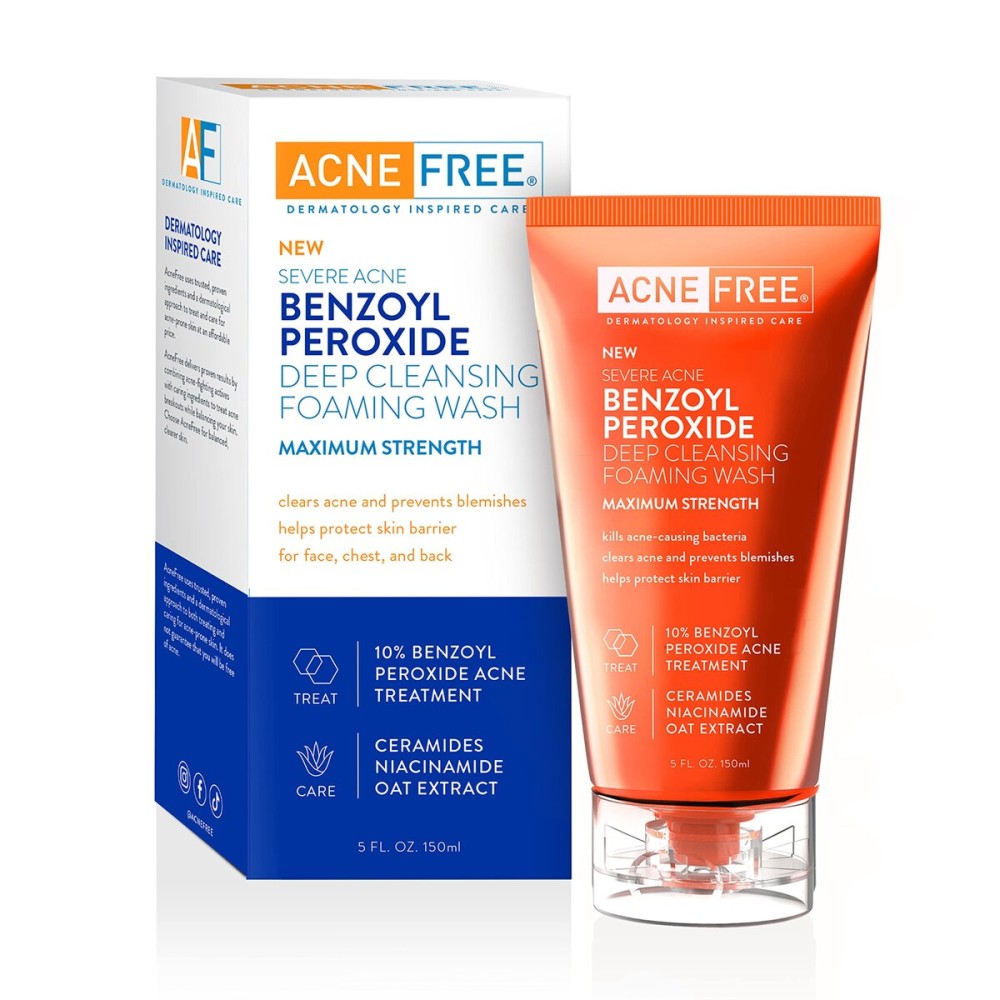 AcneFree Severe Acne 10% Benzoyl Peroxide Foaming Cleansing Wash, 5 Ounce
