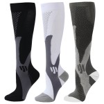 ZFiSt 3 Pair Sport Compression Socks Men Women, Compression Stocking Nurse Socks for Edema Travel(Black+white+grey,XXL)