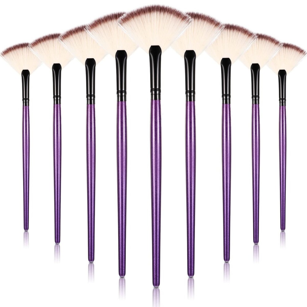 9 Pieces Facial Fan Mask Brushes, Soft Facial Applicator Brushes Tools for Peel Glycolic Makeup for Mud Cream(Purple)