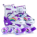 SHDSL Girls Roller Skates for Kids Beginners 4 Size Adjustable Roller Skates, Light UP 8 Wheels for Girls Roller Skate Fun Illuminating Roller Skate for Kids Girl Boys patines para nias