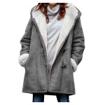 AI\'MOURI Windproof Sherpa Lined Outerwear for Women Winter,Fleece Hooded Overcoat with Pockets, Warm and Thicken Parka Jacket S-2XL Outdoor (Gray, M)