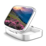 Pill Box 2 Compartment Small Pill Case,Portable for Pocket or Purse Pill Organizer Pill Container Holder to Hold Vitamins, Medication, Fish Oil and Supplements(Mountain)