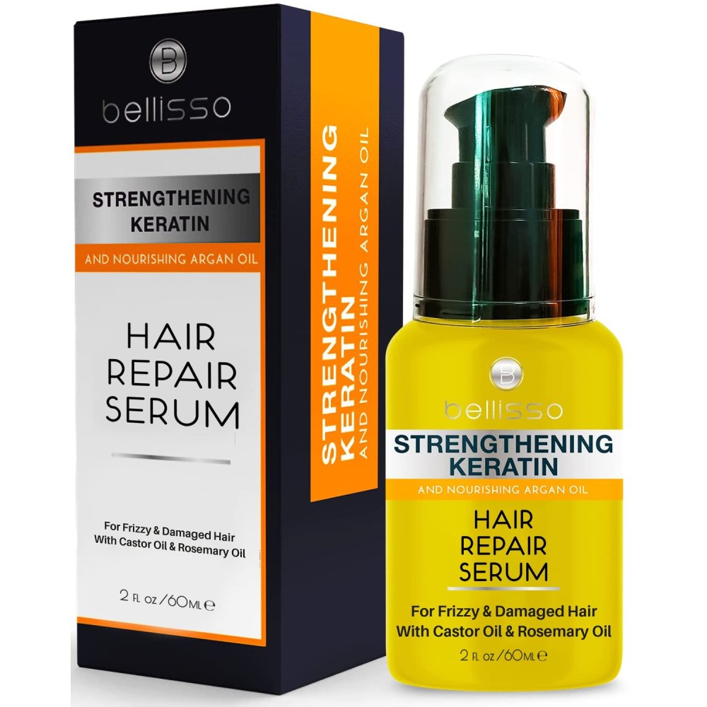 Keratin Hair Serum - Heat Protection Treatment and Anti Frizz Control - Protectant Oil and Straightener for Frizzy and Damaged Split Ends - Smoothing Products for Shine, Advanced Care for Women