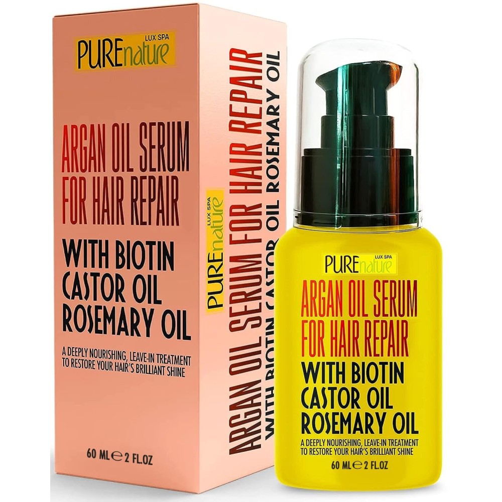 Moroccan Argan Oil Hair Serum - Rescue Frizzy and Damaged Locks - With Heat Protectant and Straightening Properties - Hydrating Anti Frizz Products For Curly and Straight Hair with Split Ends