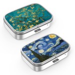 Pill Box 2 Compartment Small Pill Case,Portable for Pocket or Purse Pill Organizer Pill Container Holder to Hold Vitamins, Medication, Fish Oil and Supplements(2PCS)