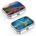 Pill Box 2 Compartment Small Pill Case,Portable for Pocket or Purse Pill Organizer Pill Container Holder to Hold Vitamins, Medication, Fish Oil and Supplements(2PCS)