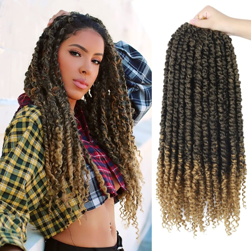 Bileaf 8 Packs Passion Twist Crochet Hair 18 Inch Crochet Passion Twist Hair Pretwisted, Pre Looped Passion Twist Crochet Braids Passion Twists Bohemian Crochet Hair T27
