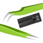 SIVOTE Lash Tweezers for Eyelash Extensions, Hand Calibrated Straight & Curved Tip, Pack of 2, Green