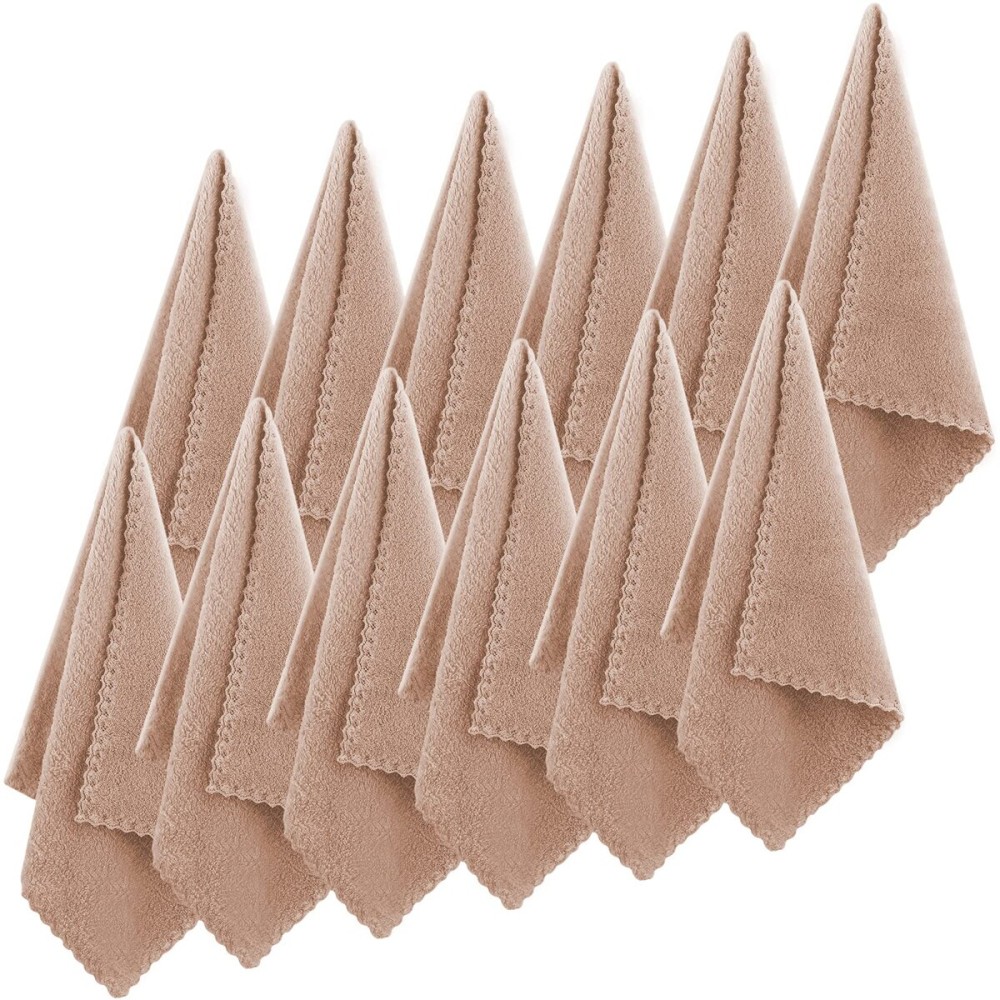 Syhood 12 Pieces Face Wash Cloth 12 x 12 in Makeup Remover Cloths Towel Coral Velvet Facial Microfiber Soft Fast Drying Facial Cleansing Towel for Face(Brown)