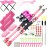 DaddyGoFish Kids Fishing Pole - Rod Reel Combo Tackle Box Starter Set - First Year Small Dock Gear Kit for Boys Girls Toddler Youth Age Beginner Little Children Junior Anglers (2 Pack Pink + Pink 5ft)