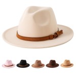 Jastore Kids Girls Boys Classic Wide Brim Bowknot Floppy Fedora Hat Wool Felt Bowler Cap (D-Beige, 5-10 Years)