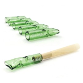 5PCS Reusable W\'cked Glass Filter Tips for Pre Rolled Rolling Paper Cones, Slim Cigarettes, Glass Rolling Tip Mouthpieces (Green)