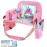 MENZOKE Kids Travel Tray for Toddler Car Seat, Road Trip Activities for Kids with iPad Holder Stand & Dry Erase Board, Road Trip Essentials Accessories Lap Tray as Travel Gifts for Kid, Pink