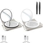 Milishow Compact Mirror with LED Light,1x/10x Magnifying Rechargeable Mirror,3.5in, Dimmable Travel Mirror for Purse,Pocket,Handheld 2-Sided Makeup Mirror