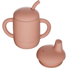 Cuddle Campus Sippy Cups 7OZ, [4 in 1] Baby Cups, Shatterproof Silicone Straw Cup,Open Cup for 6M, 6M+,6-12 Months,1/1+ Year Old Baby,Toddler