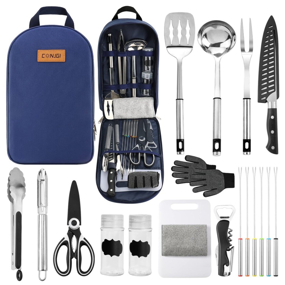 Camping Cookware Storage Bag - Camping Cooking Utensils Set Bag Camping Tool Portable Storage Bag Suitable for Knife, Fork, Spoon, Chopping Board, Chef\'s Knife,Kitchenware Storage