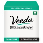 Veeda Natural Cotton Ultra Thin Panty Liners for Women - Breathable Thin Daily Liners are Always Chlorine and Toxin Free - Hypoallergenic & Comfortable Pantyliners - 240 Count