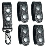 TAFTACFR Basketweave Duty Belt Keeper with Double Snaps(Set of 4) +1 Keeper with Strong Plastic Key Clip(1 Pack)