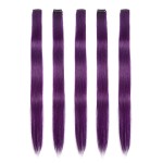 Winsky Purple Clip in Hair Extensions - 100% Real Human Hair Colored Girls Halloween Hair Pieces 5 Pieces/Set (18inch,Purple)
