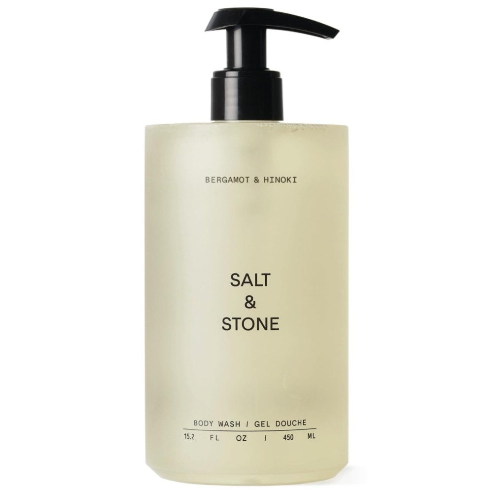 Salt & Stone Body Wash with Antioxidants for Deep Moisture | For Women & Men, Sulfate, Paraben, & Dye Free, Leaving Skin Soft and Hydrated | Bergamot & Hinoki 15.2 fl oz