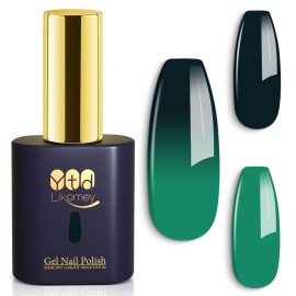 YTD Likomey Color Changing Gel Nail Polish,15ml Bright Green To Dark Green Mood Temperature Change Colors Ombre Thermal Salon Home Fall Winter Manicure UV Nails Varnish,WB09