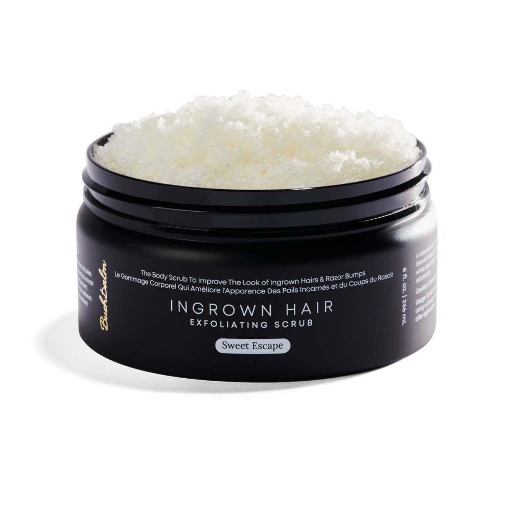 Bushbalm Ingrown Hair Exfoliating Scrub - Pre-Shave Sugar Scrub for Ingrown Hairs, Razor Bumps & Dry Skin - Gently Buffs & Soothes Sensitive Skin - Sweet Escape 236 ml