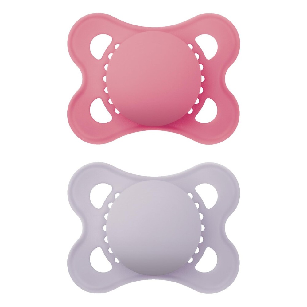 MAM Original Matte Baby Pacifiers, Binky for Girls 0-6 Months, BPA-Free Silicone Nipple, Easy to Clean, Best for Newborn Babies, Developed with Medical Experts, 2 Count Binkies with Sterilizer Case